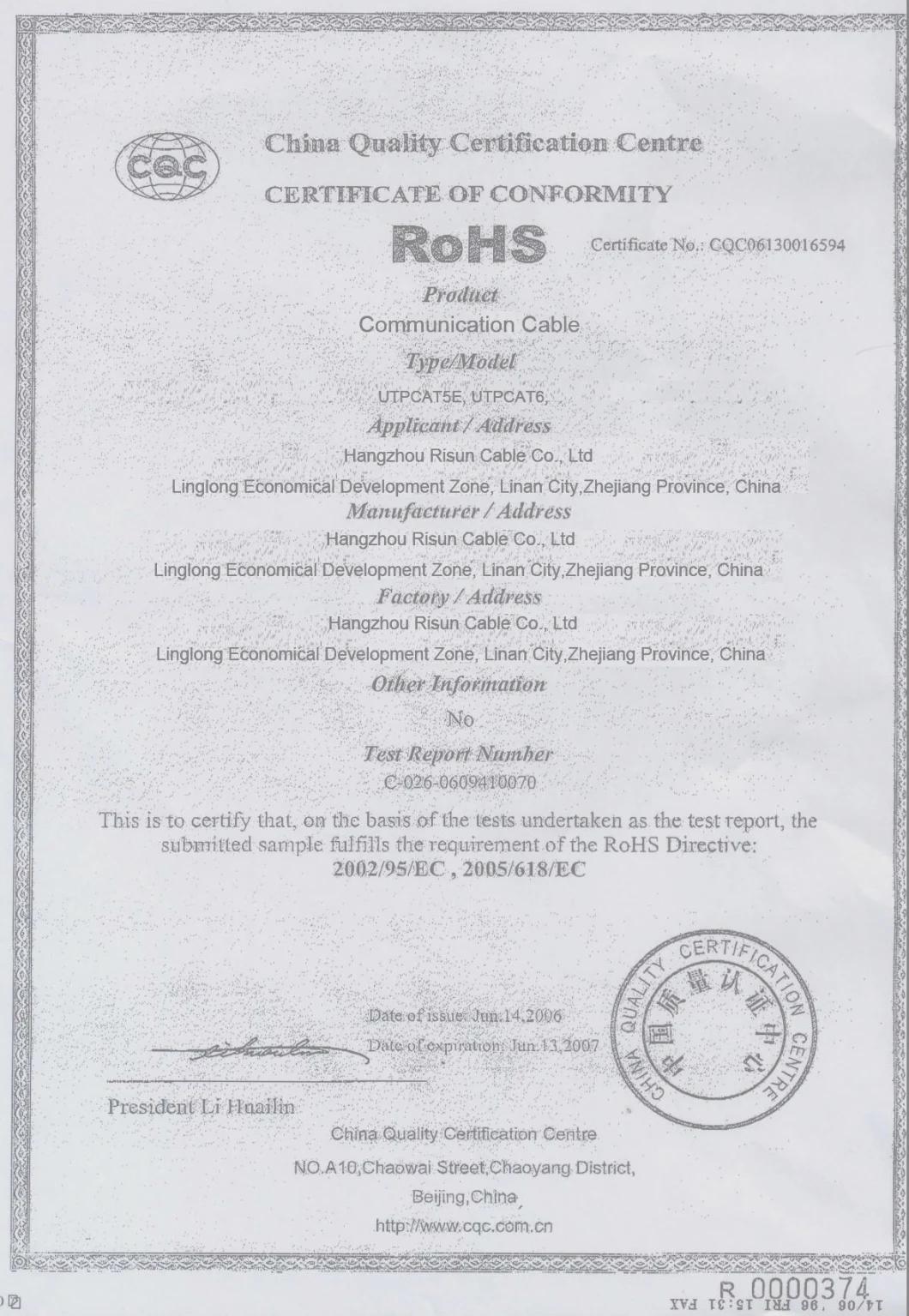 FTP CAT6 with ETL RoHS CE CPR SGS Certificate Bulk Copper Cable