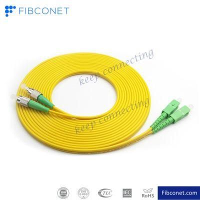 FTTH Single Mode 9/125 Simplex LC/APC - Sc/APC PVC LSZH Fiber Optic Patch Cord