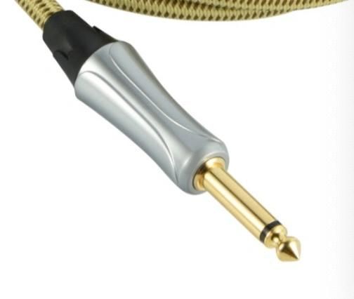 Guitar Cable Nylon 10FT 1/4 Inch 6.35mm Gold Straight Ts to Ts Electric Guitar and Bass Audio Cord Professional Instrument Wire OFC CCA 22/24 AWG Guage Colors