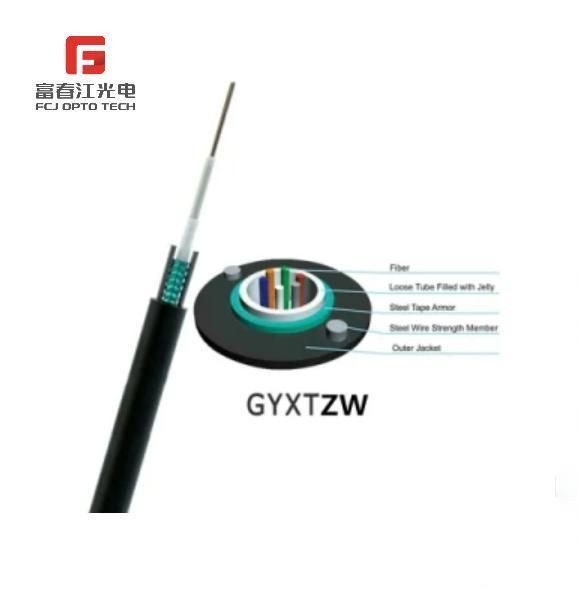 Gyxtzw Fiber Optic Cable with Metallic Strength Member and Central Tube Full Filling with The Parallel Wire and Steel-PE Outer Jacket and Flame-Retardant