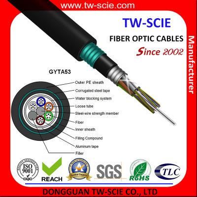 Factory 48/72 Core Sm Double Armored GYTA53 Optic Fiber Cable