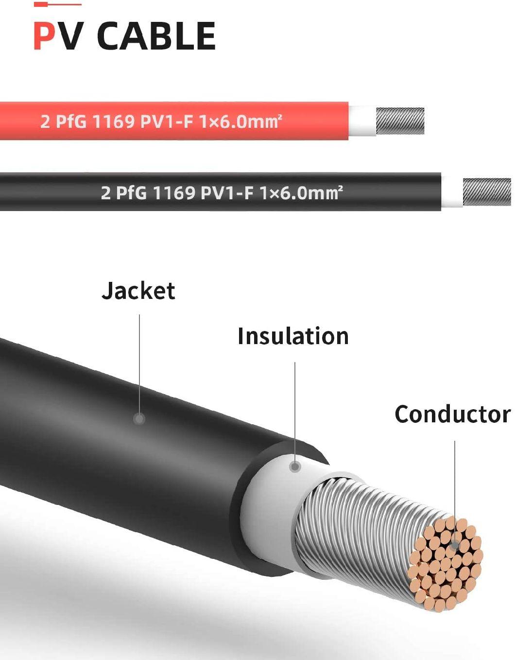 High-End Tin Plated Copper Conductor DC Solar PV Cable 18-4/0 AWG Single-Core Solar Cable