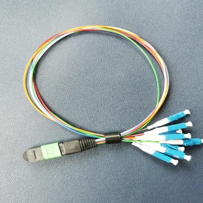 8fiber Male MTP/APC to LC/Upc Fan out 0.9mm 12 Color Fiber Optic Patch Cord MTP/LC Harness Cables