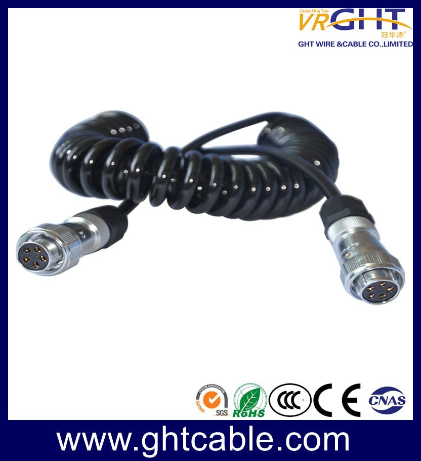 7 Core Spring Wire Trailer Cable, 7 Pin Truck Electric Coiled 4p Aviation Connector Camera Semi-Trailer Spiral Cable