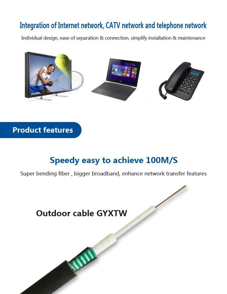 OEM GYXTW 12 Core Single Mode Armoured Fiber Optic Cable