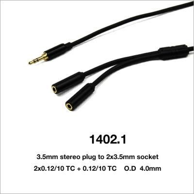 Aux Cable Mini 3.5mm Stereo Plug to 2X3.5mm Socket (1402-1)