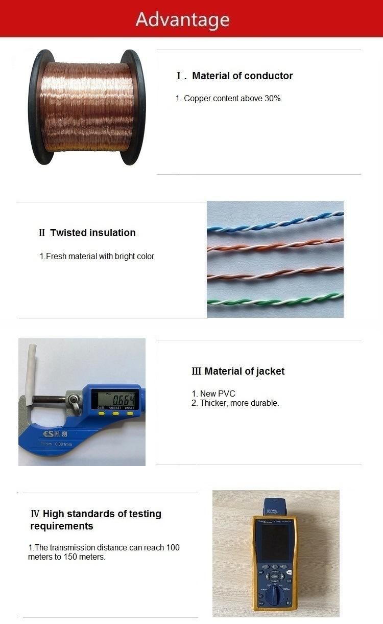 LAN Cable Network Cable Copper Wire 30% FTP Cat5e Cable 25AWG CCA 1000FT Pull Box