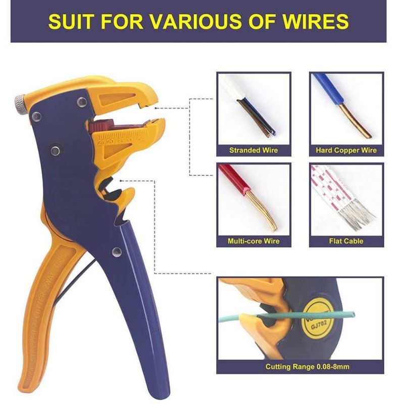 Olearn Self Adjust Automatic Electrical Cable Wire Stripper Cutter Plier