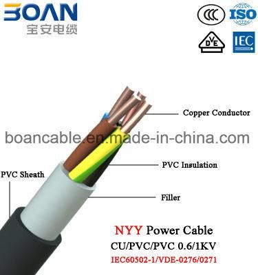 Nyy, Cu/PVC/PVC Power Cable, 0.6/1kv, IEC/VDE,