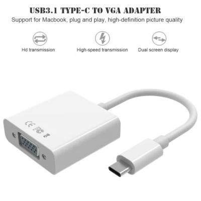 Type C Male to VGA UHD Adapter Female Adapter Cable Converter (C-VGA-01)