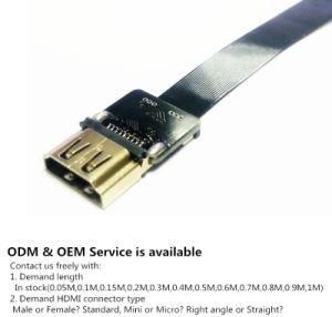 Xaja Ultra Thin HDMI Soft Cable Straight Type a Female to Male Type C Mini up Angle Flat Ribbon Cable Flexible Fpv