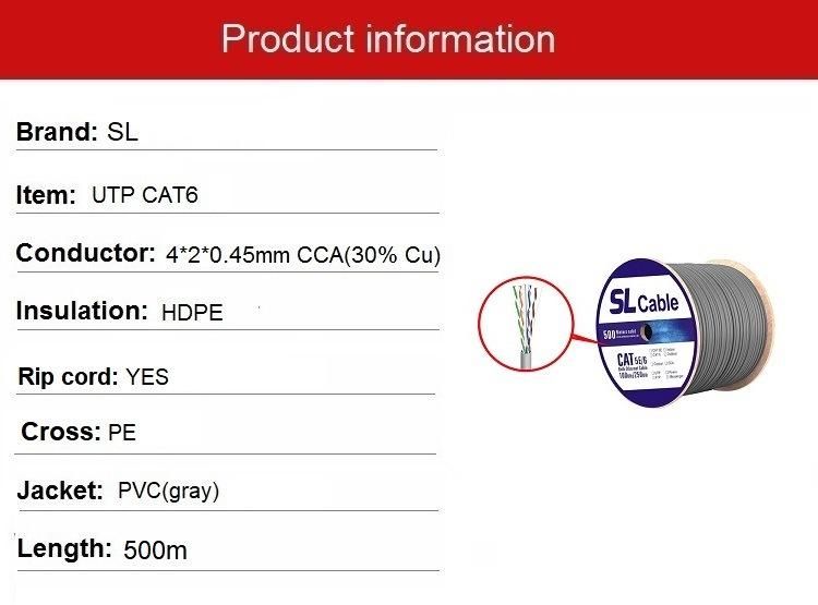 LAN Cable UTP CAT6 SL Hy6001gy Network Cable for Ethernet