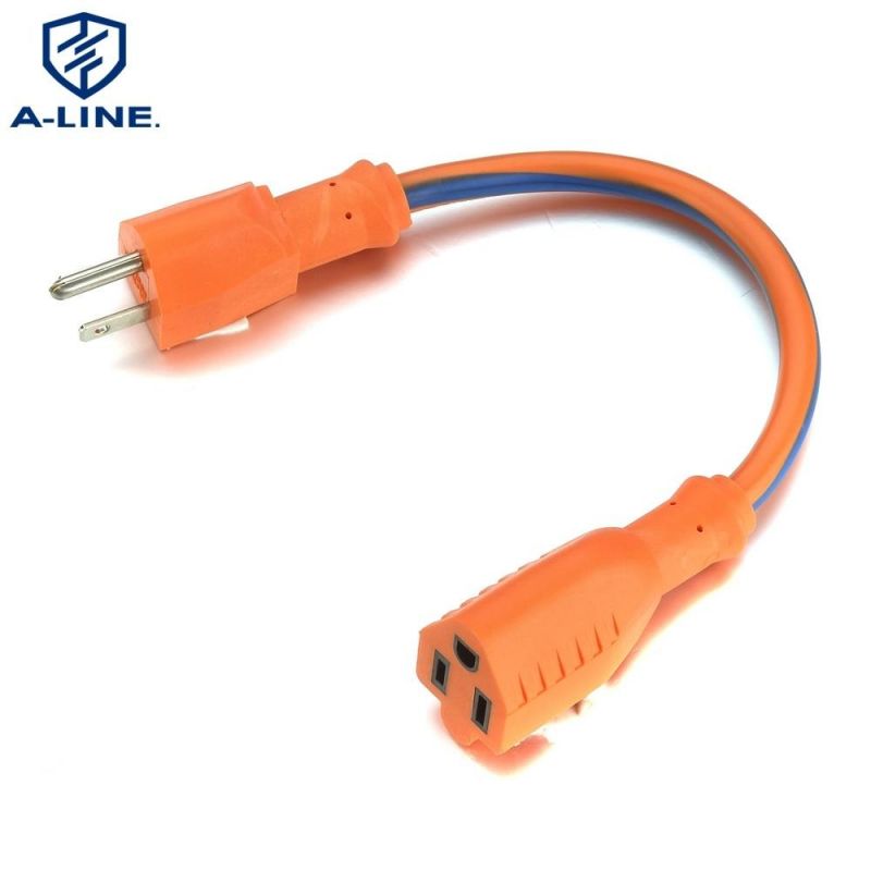 Us Standard 16A 3 Prong Heavy Duty Orange Extension Cord Manufacture