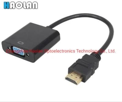 HDMI to VGA Adapter Gold Plated 1080P Video Black HDMI Male to VGA Female Cable 15cm