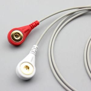 3.5mm Male Audio Jack to 4.0mm Electrode Snap Shielded Lead Wire for Electrode Pad and Heath Care Jacket