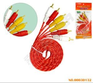 1.5m AV Cable Golden Connector Transparent Red Male to Male 3 RCA