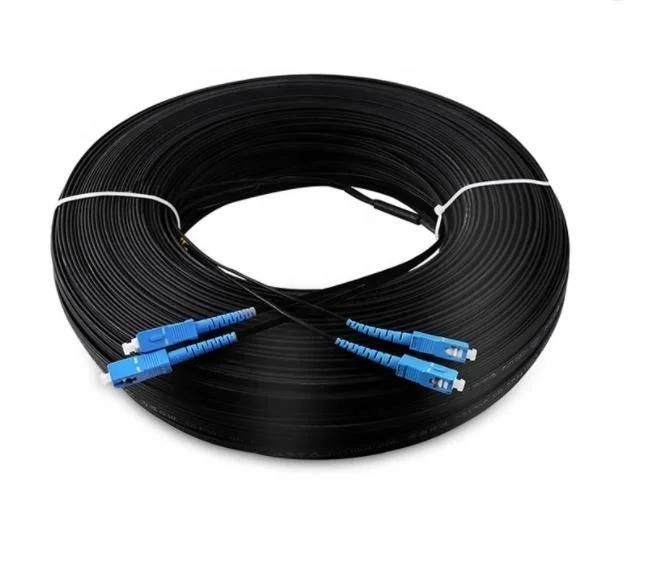 FC Jumper Sc LC St FC Connector FTTH Flat Fiber Optic Drop Cable Jumper LSZH 5m 10m 50m 100m Outdoor Drop Cable Patch Jumper