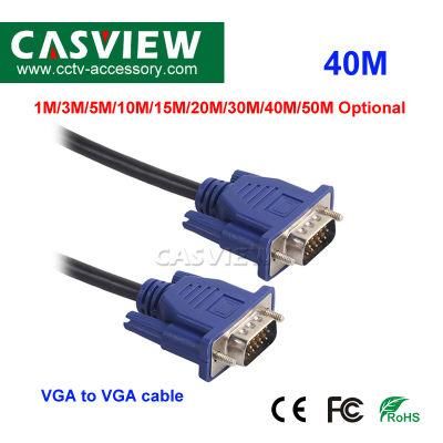 40m VGA Cable Blue Color 15pin to 15pin M/M Wire Computer Monitor Extension Cable HD 15 Pin