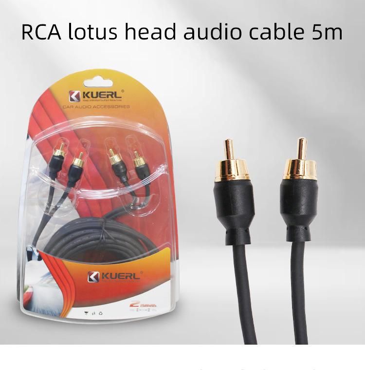 New Arrival 2 Channel RCA Audio Cable Home Audio Wire 5m 100% Copper Car Audio Cable