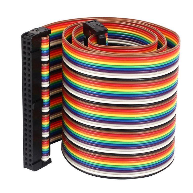 Rainbow Color Ribbon Flat Cable with Female to Female IDC Connector Wire Harness Grey Connector Wire Assembly
