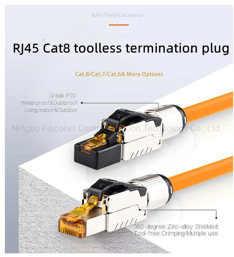 STP Cat8 Modular Plug Network Module Toolless RJ45 Plug