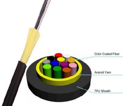 Flame Resistant Tight Buffer Micro Outdoor Drop Fiber Optic Cable with LSZH/TPU Outer Sheath Gjfju