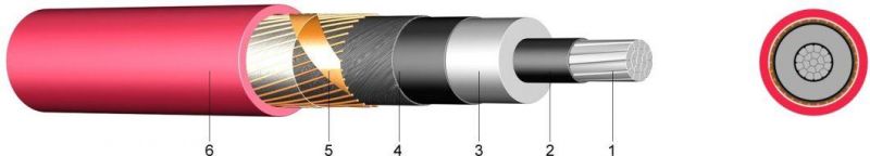 BS6622 & IEC60502 18/30 (36) Kv XLPE Insulated PVC Sheathed Power Cable 3X185mm2