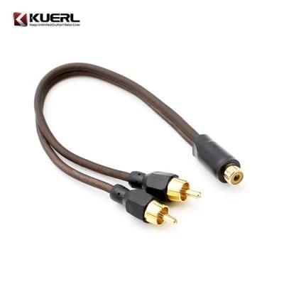 Car Audio Cable RCA One Male Plug to Couple 2 RCA Female Signal Wire for Car Amplifier
