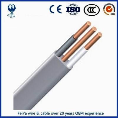 Nm-B Non-Mettalic Residential Indoor Twin PVC Insulated and a Single Bare Copper Wire with PVC Grey/White Sheathed Cable