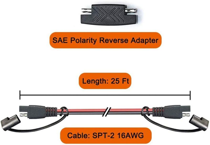 SAE Cable:12 Feet Long Copper Wire,Spt-2 16AWG,2 Pin, Red Wire Is for Positive and Black Wire for Negative, The Whole Harness Is Heavy Duty, Thickness and Durab