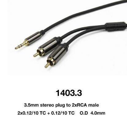 Aux Cable Mini 3.5mm Stereo Plug to 2 X RCA Male (1403-3)