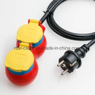 Splitter Socket Power Distributor with 10 M Heavy Rubber Hose Line H07rn-F 3G1.5 - Ideal for Outdoor Use - IP44