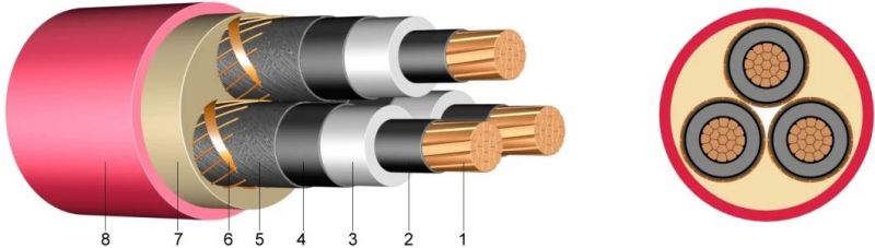 BS 6622 Single Core Armoured 33kv XLPE Stranded Copper Conductors