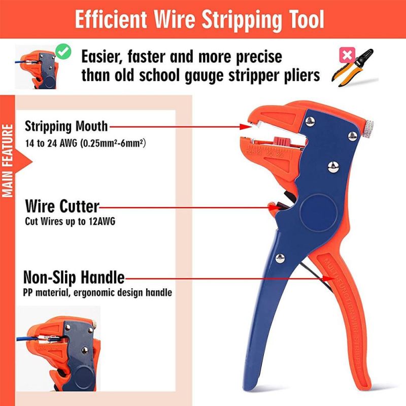 Olearn Wire Stripper Automatic Wire Stripping Tool and Wire Stripper Tool 2 in 1 for Flat Ribbon Wire and Electrical or Automotive Repair