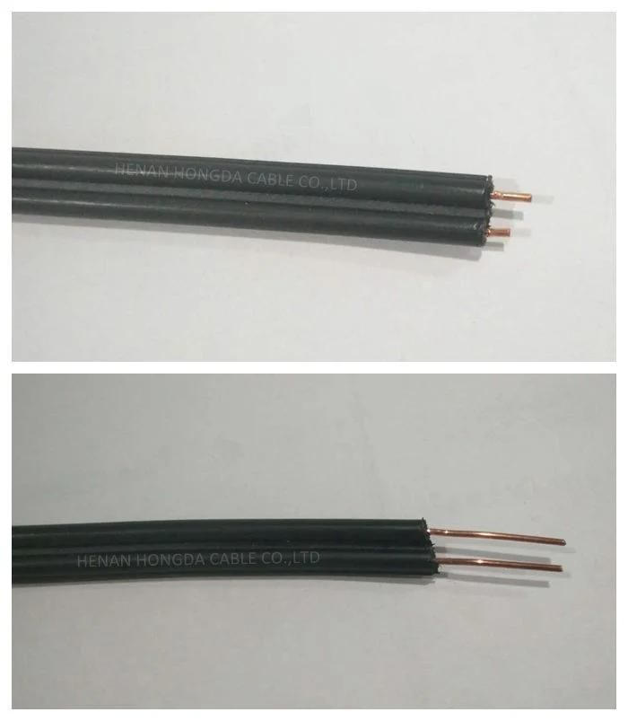 Hard Copper Wire 2 Core 0.8mm 0.71mm PVC/PE Drop Wire Telephone Cable