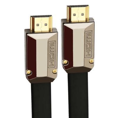 High Speed 24K Gold Zinc Alloy Shell PVC CABLE 19+1 Flat HDMI cable v2.0 v2.1 support 3D 4K Data Transfer with Ethernet