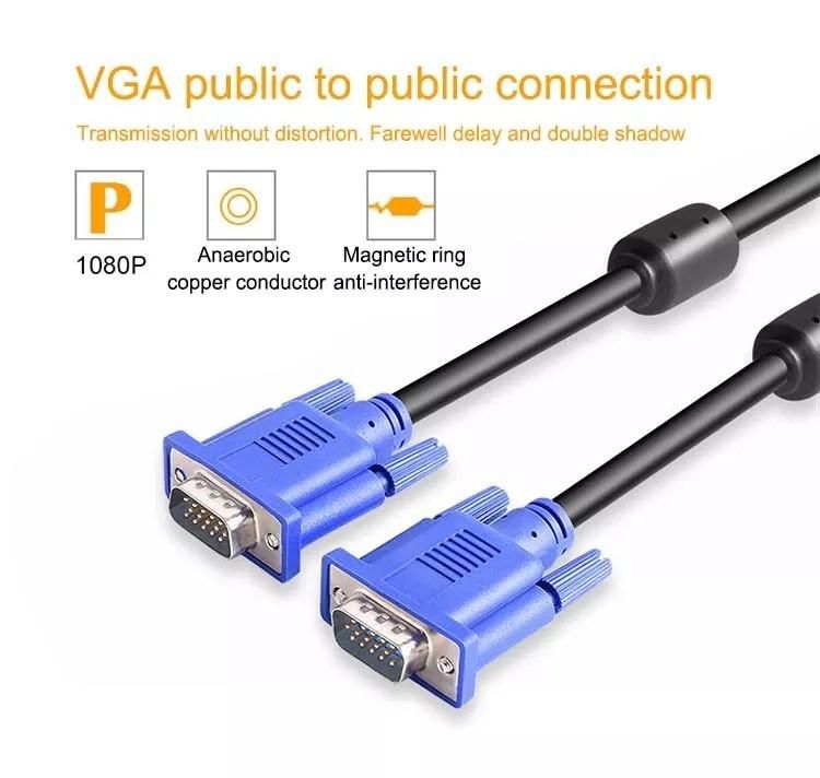 SVGA Male to Male 3+4 3+6 VGA to VAG Cable 15pin with Two Ferrites