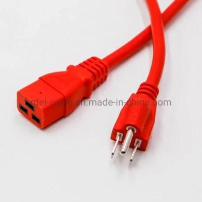 Power Cord NEMA 5-15p Plug to IEC 60320 C19 15AMP 20AMP Red Blue