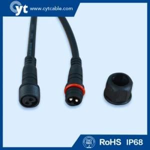 M 19m Black Waterproof Cable with Male &amp; Female 2 Pin Connector
