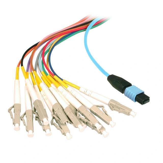 8 12 Core LC-MPO Male Connector MPO LC Patch Cord