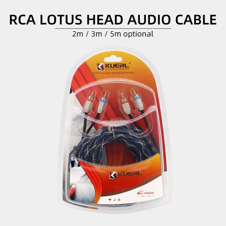 Refit Copper Auto Speaker Wire Audio Line 2/3/5m Car Audio Signal RCA Cable