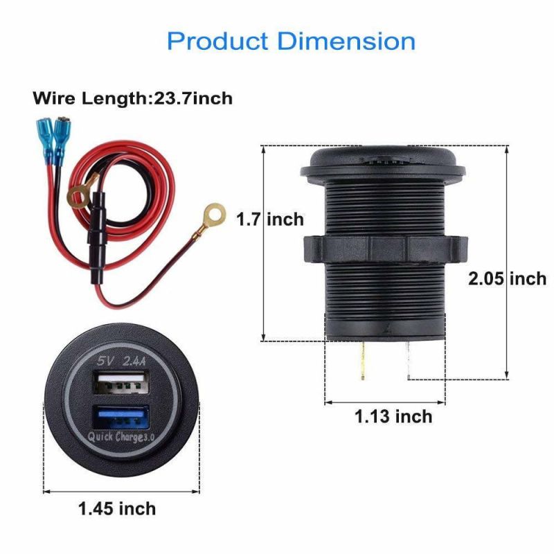 Dual USB Charger Socket Power Outlet Quick Charge 3.0 & 2.4A