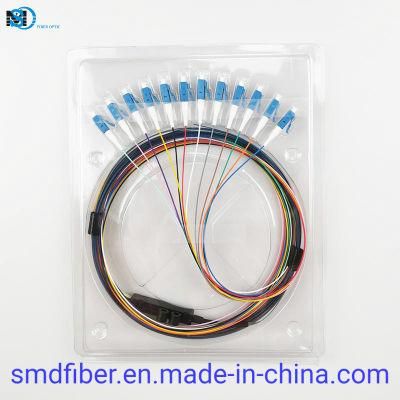 FTTH 12 Color Fiber LC/Upc Single Mode G652D 0.9mm Ribbon Fiber Optic Pigtail 12 Core Fiber Pigtail
