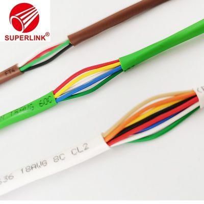 Green White Brown PVC Jacket 18AWG 5c 6c Cm/Cl2 Tstat HVAC Temperature Control System Thermostat Control Cable