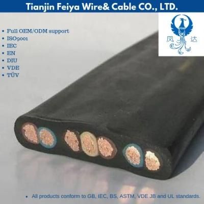 Yggb Silica Rubber Insulated &amp; Sheathed Festoon Flexible Mobile Rubber Flat Cable