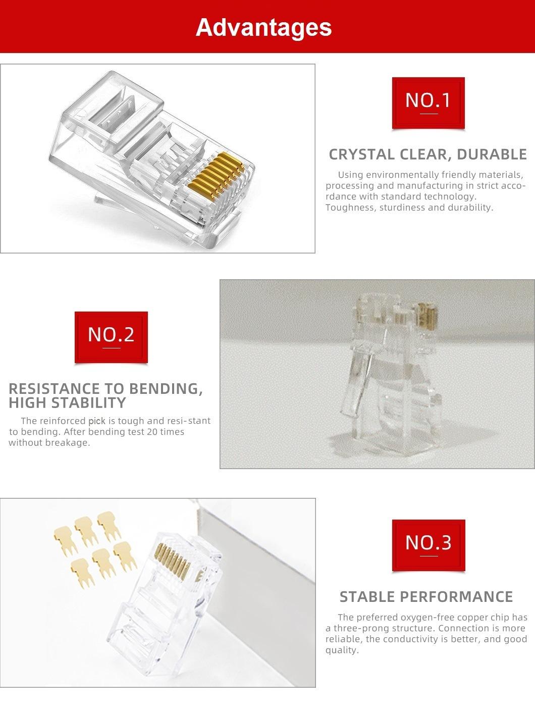 LAN Cable Cat5e UTP Connector 8p8c RJ45 Modular Plug Pass Through Connector RJ45