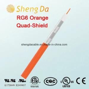 RG6 Quad Shield Orange Coaxial Cable for CATV -Low Attenuation