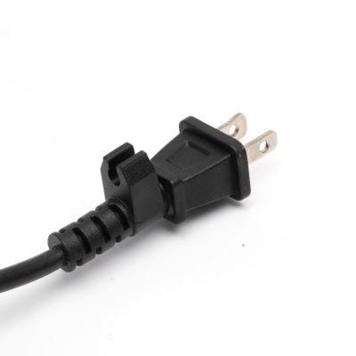UL Approval NEMA 1-15p American 2 Prong Power Cord with Cable Clips