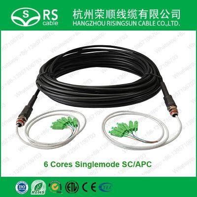 2cores 6cores Singlemode Sc/APC GYFTY Type Cable Waterproof Pigtail