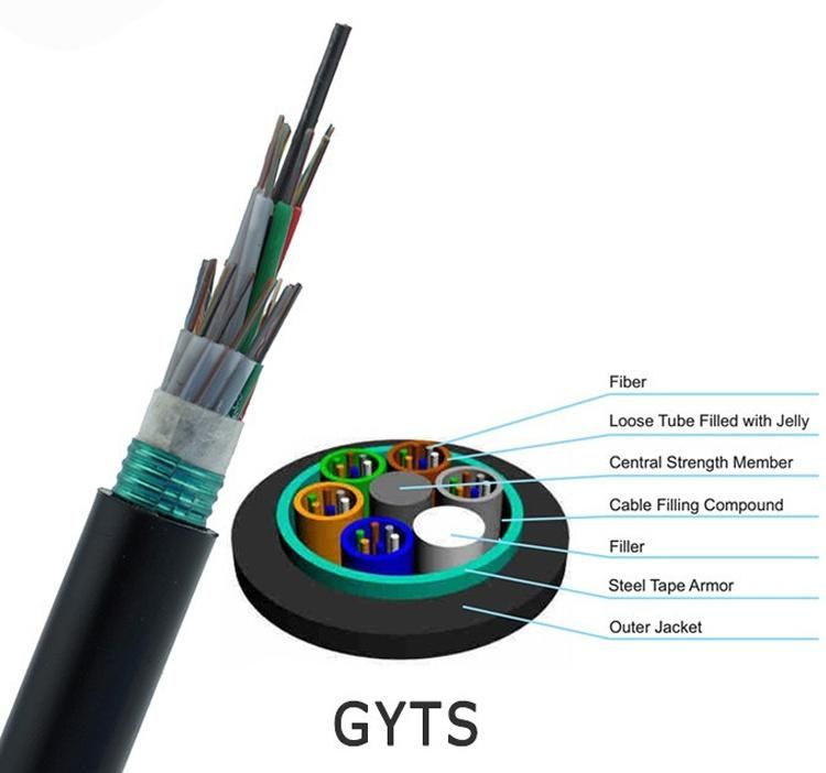 48 Core G652D Optical Fiber Cable GYTS Outdoor Duct Armored Fiber Optic Cable
